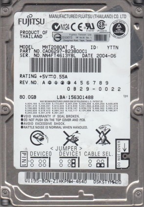 MHT2080AT PL Fujitsu 80GB IDE 2.5 Inch Hard Drive